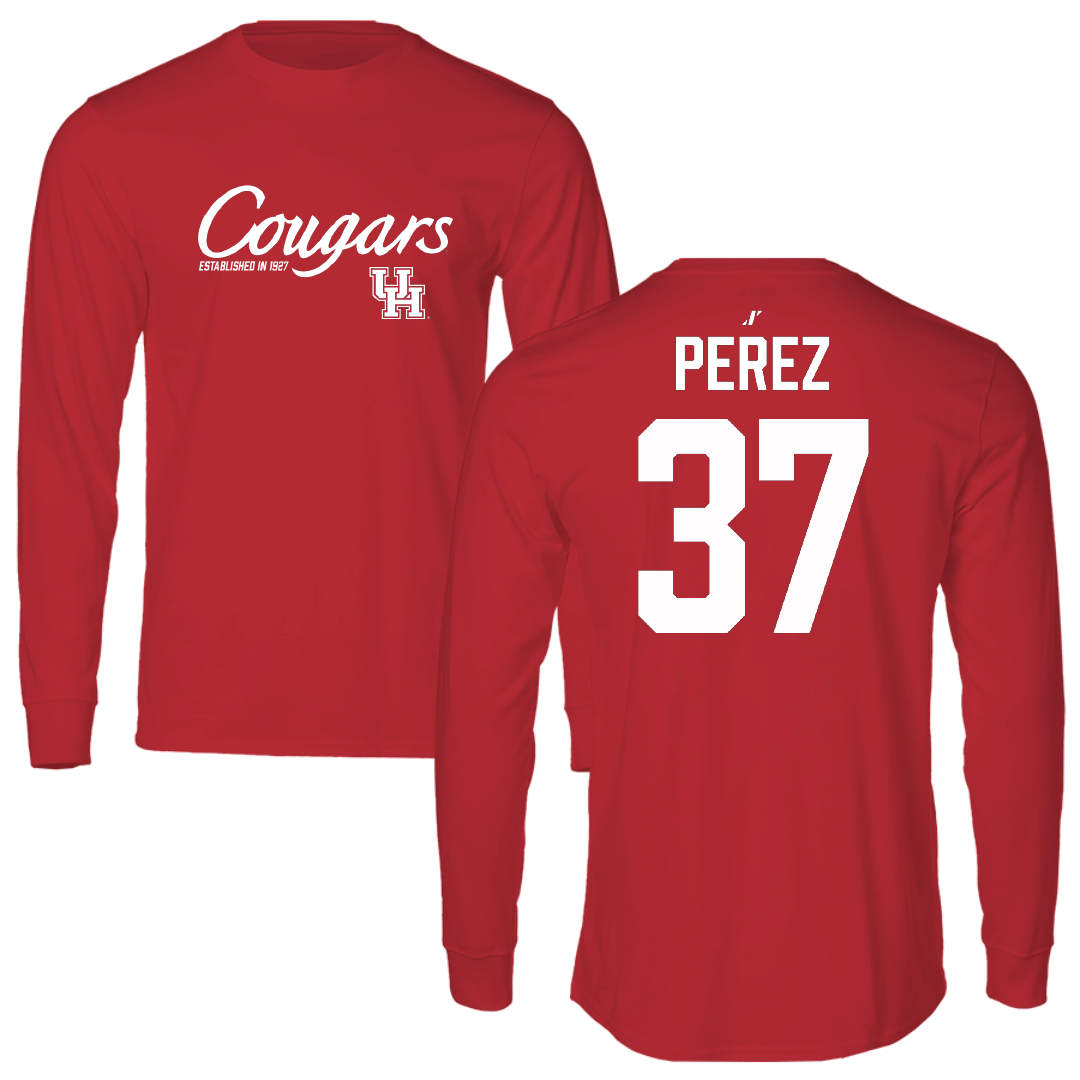 University of Houston Baseball Red General Performance Long Sleeve - #37 Xavier Perez
