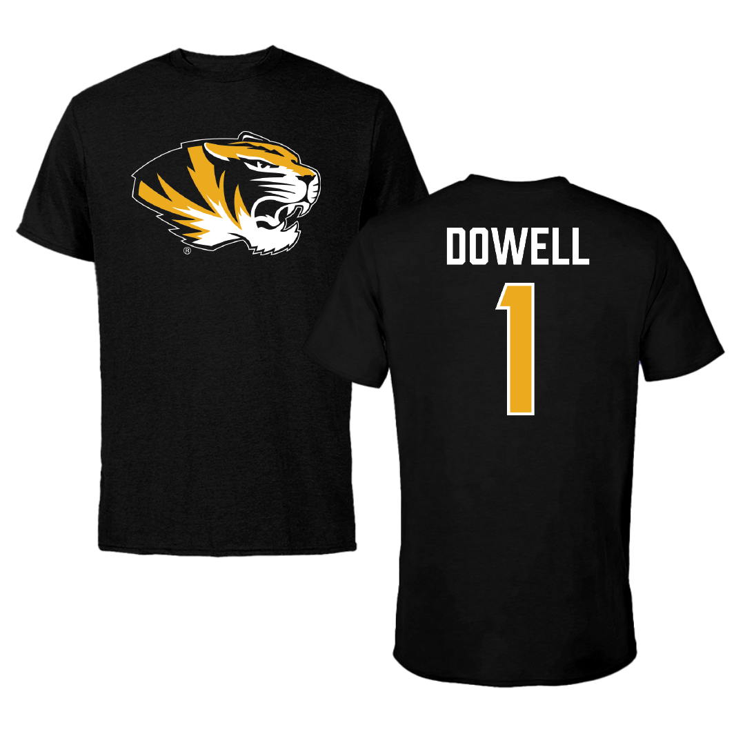University of Missouri Basketball Black Performance Tee - #1 Shannon Dowell