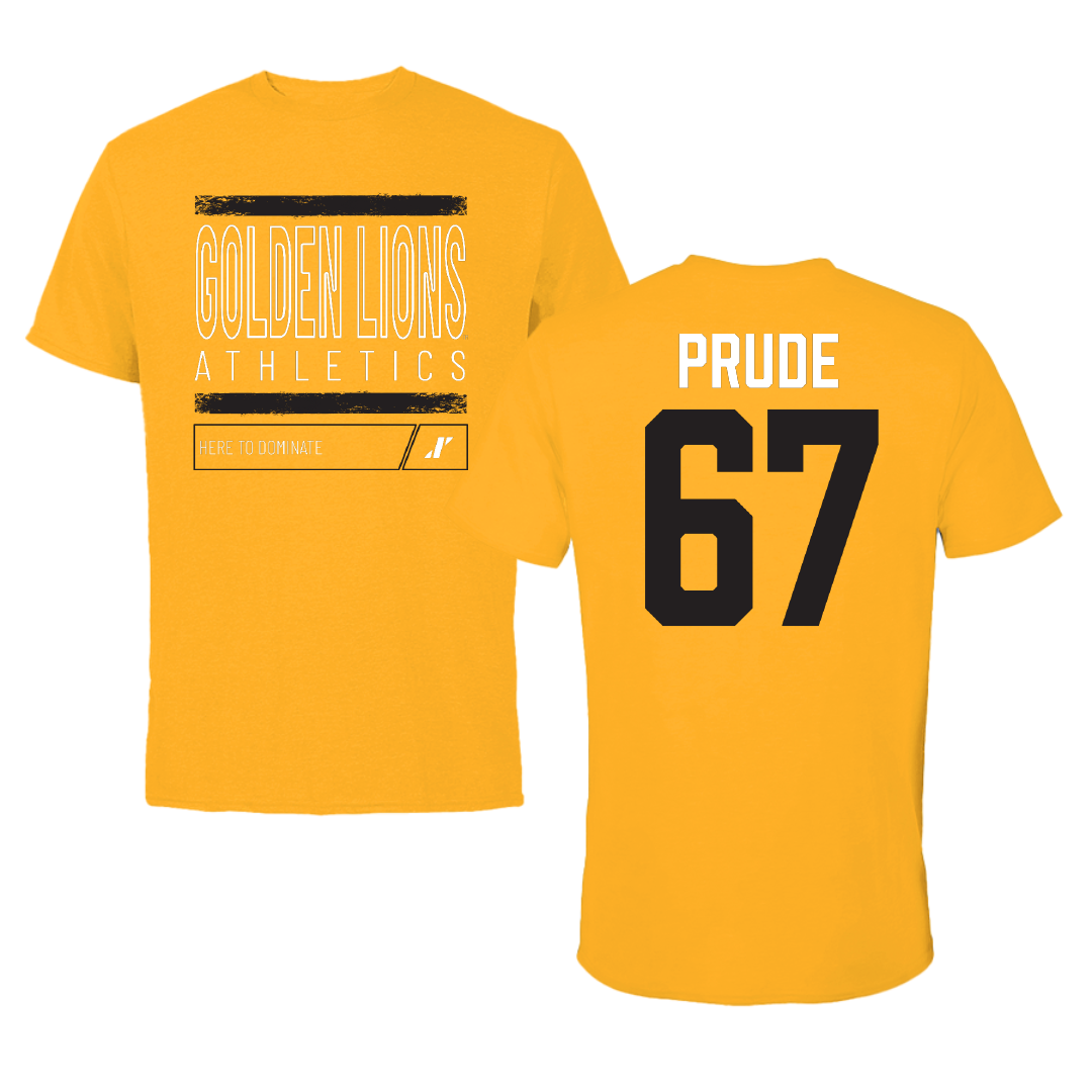 University of Arkansas-Pine Bluff Football Gold Dominate Tee - #67 Marcus Prude