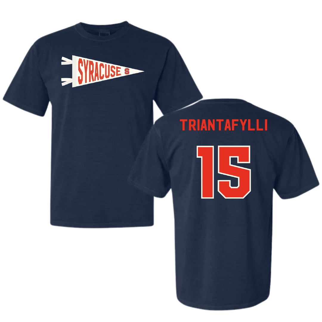 Syracuse University Basketball Navy Pennant Comfort Colors Tee - #15 Marilena Triantafylli