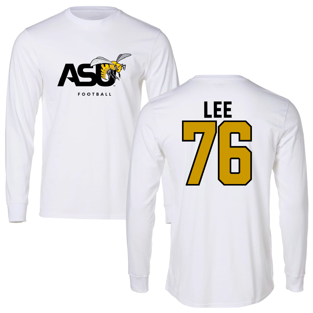 Alabama State University Football White Performance Long Sleeve - #76 Marvin Lee