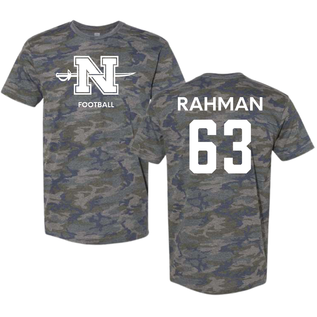 Nicholls State University Football Vintage Camo Tee - #63 Hamza Rahman