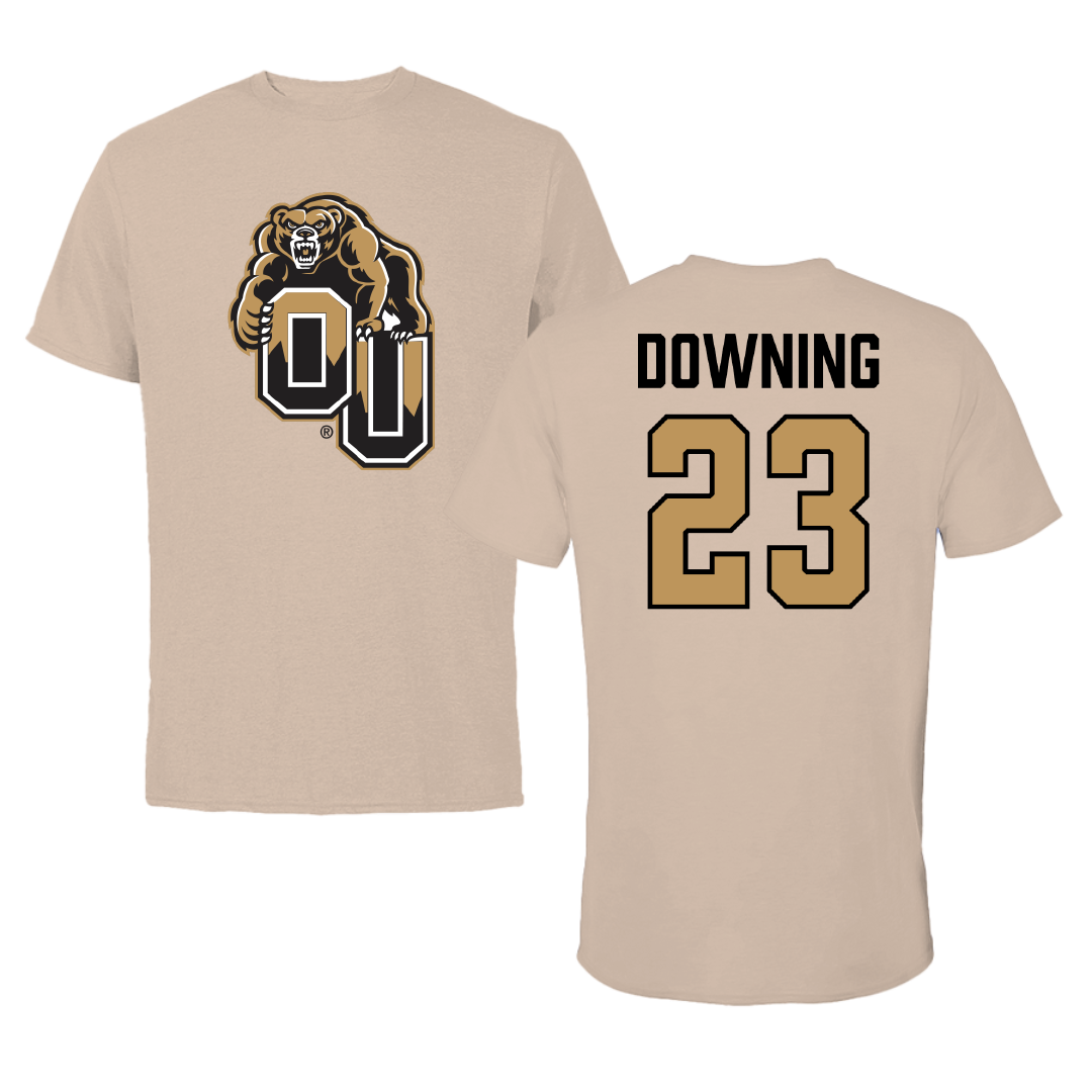 Oakland University Soccer Tan Tee - #23 Marina Downing