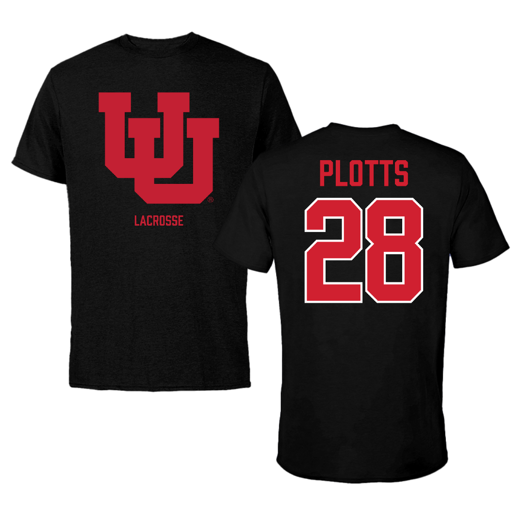University of Utah Lacrosse (M) Black Tee - #28 Colby Plotts