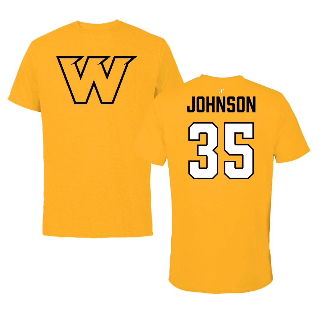 Wayne State College (Nebraska) Football Gold Tee - #35 Luke Johnson