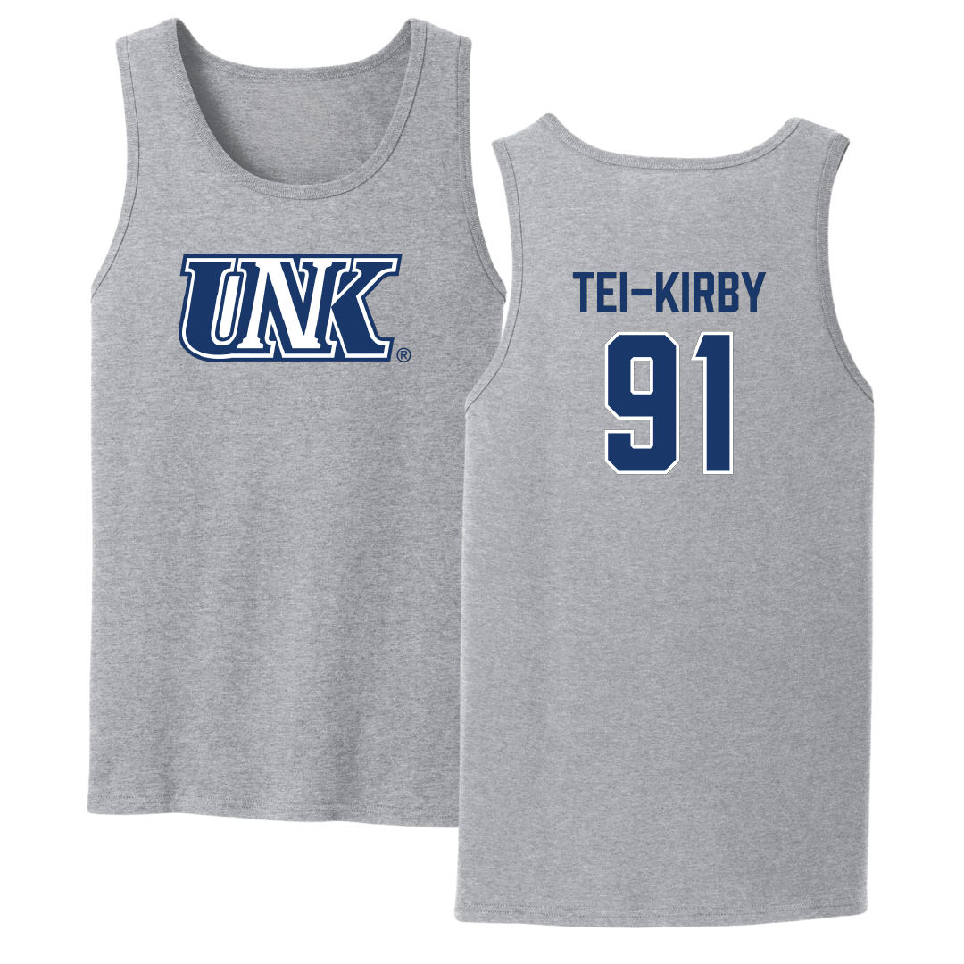 University of Nebraska at Kearney Football Sport Gray Tank Top - #91 Wayne Tei-Kirby