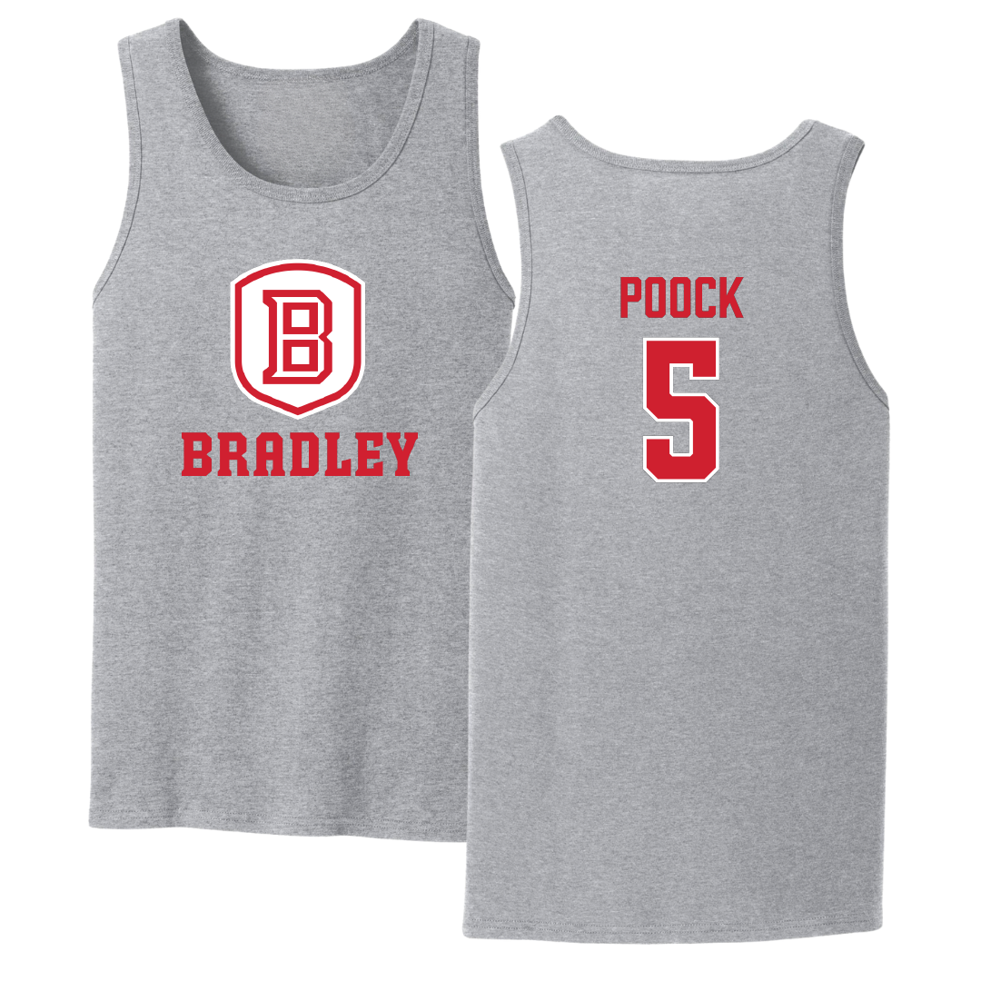 Bradley University Basketball Sport Gray Tank Top - #5 Halli Poock