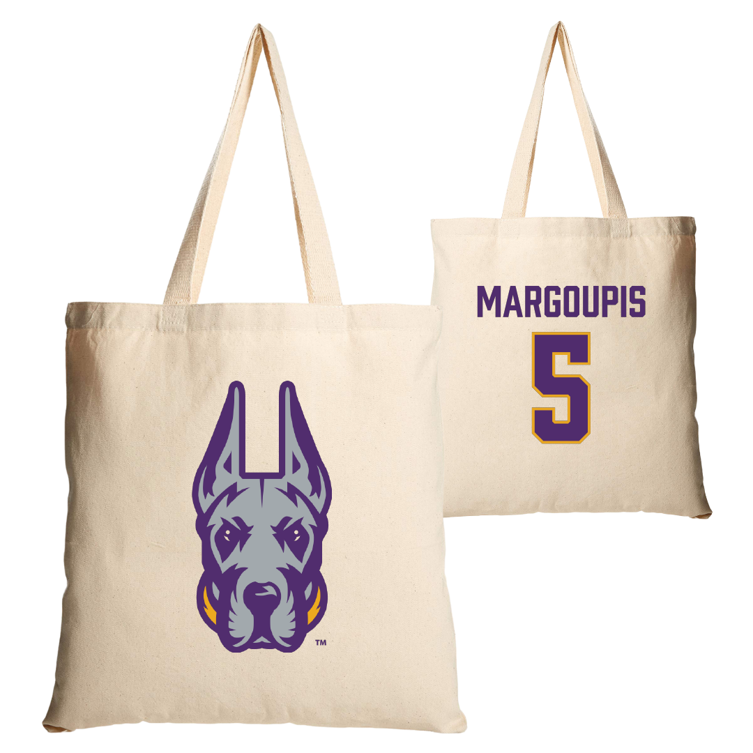 University at Albany Basketball Tan Canvas Tote Bag - #5 Jack Margoupis