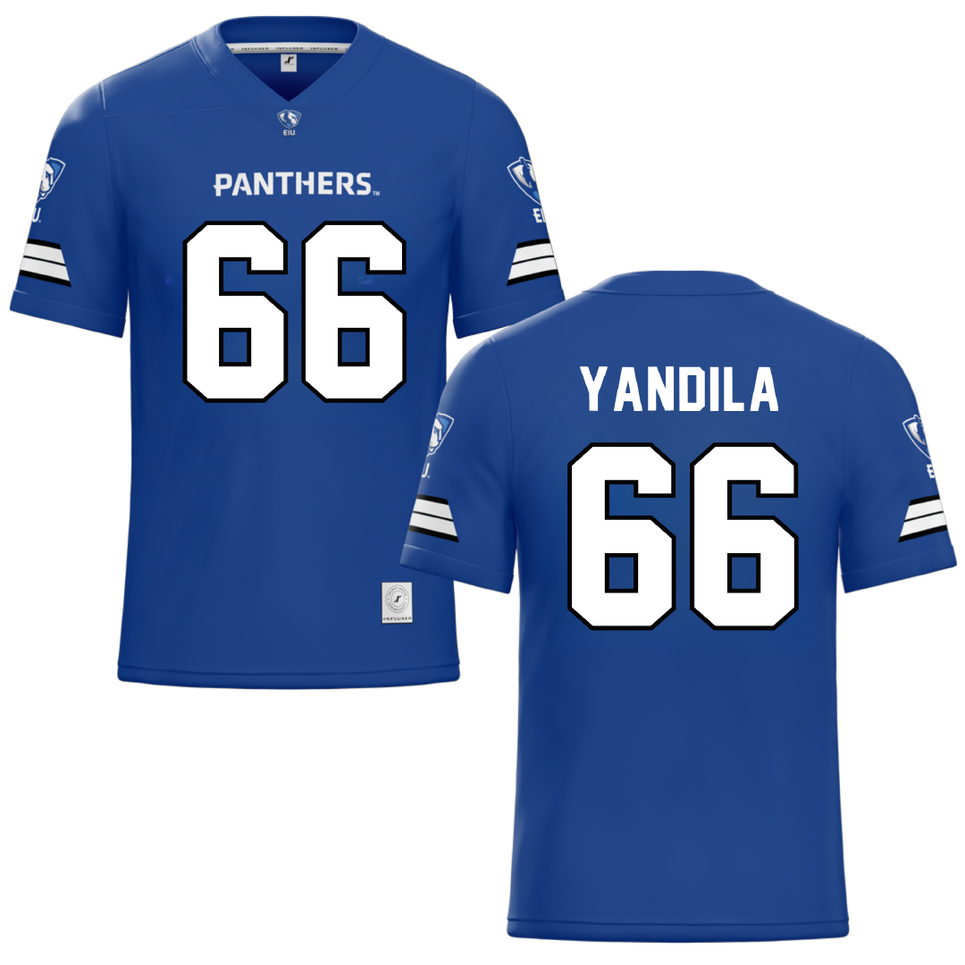 Eastern Illinois University Blue Football Jersey - #66 Jordan Yandila