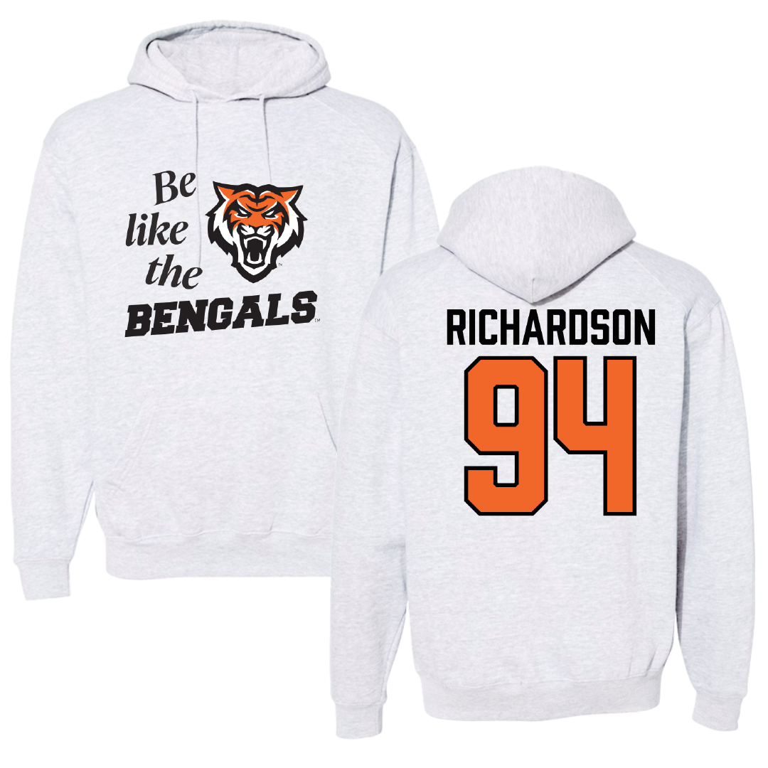 Idaho State University Football Light Gray Be Like Us Hoodie - #94 Malik Richardson