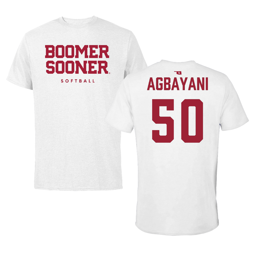 University of Oklahoma Softball White Performance Tee - #50 Ailana Agbayani
