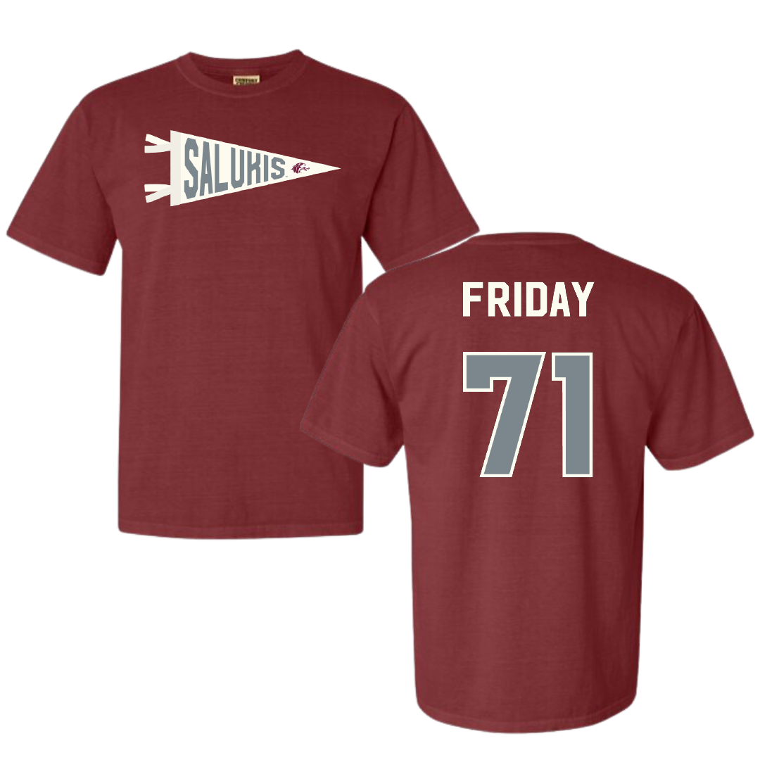 Southern Illinois University at Carbondale Football Maroon Pennant Comfort Colors Tee - #71 Ostyn Friday