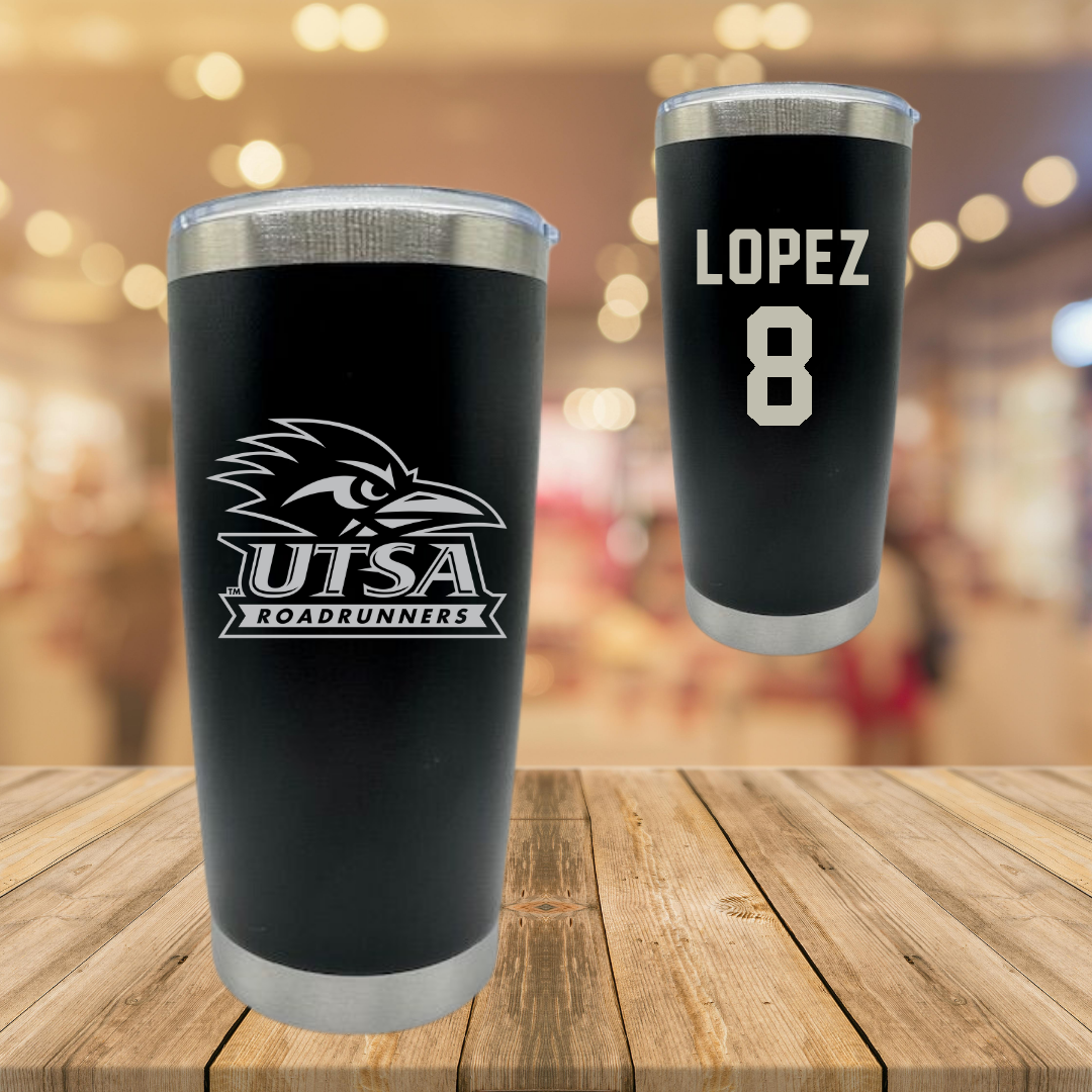University of Texas at San Antonio Soccer Black Stainless Steel Tumbler - #8 Haley Lopez
