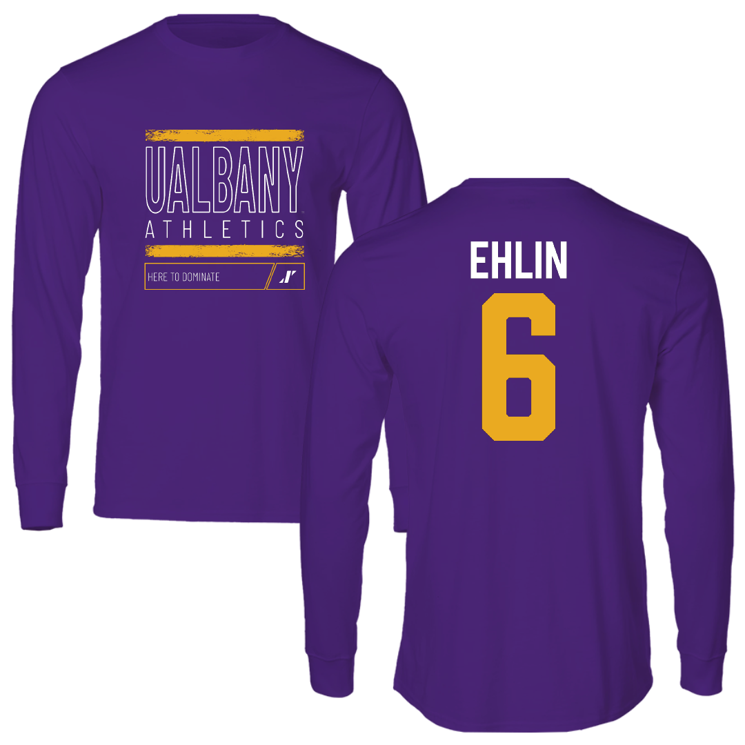 University at Albany Soccer Purple Dominate Performance Long Sleeve - #6 Elias Ehlin