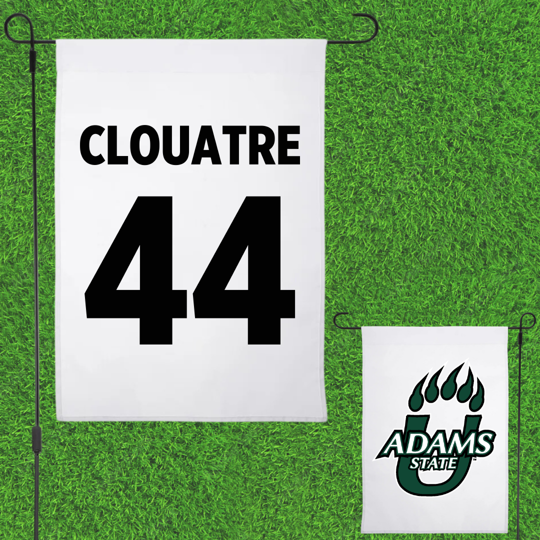 Adams State University Football White Garden Flag - #44 Anthony Clouatre