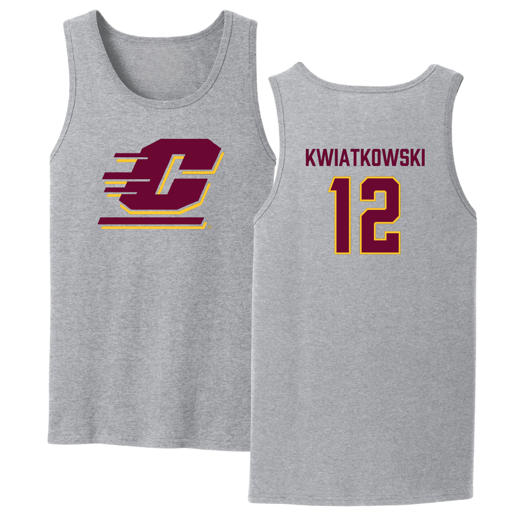 Central Michigan University Football Sport Gray Tank Top - #12 Jordan Kwiatkowski