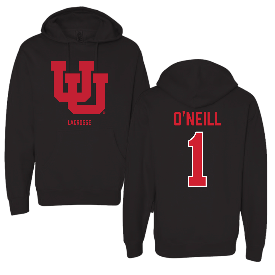 University of Utah Lacrosse (M) Black Block Hoodie - #1 Conor O'Neill