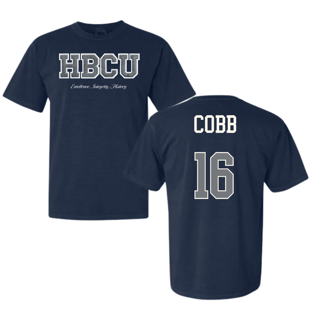 Jackson State University Soccer (W) Navy HBCU Varsity Comfort Colors Tee - #16 Olivia Cobb