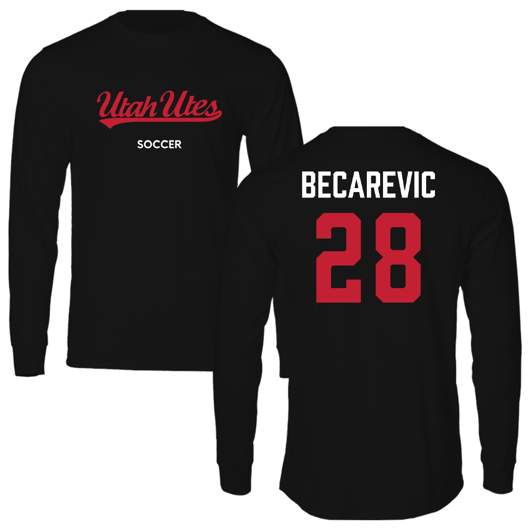 University of Utah Soccer (W) Black Utes Performance Long Sleeve - #28 Mia Becarevic