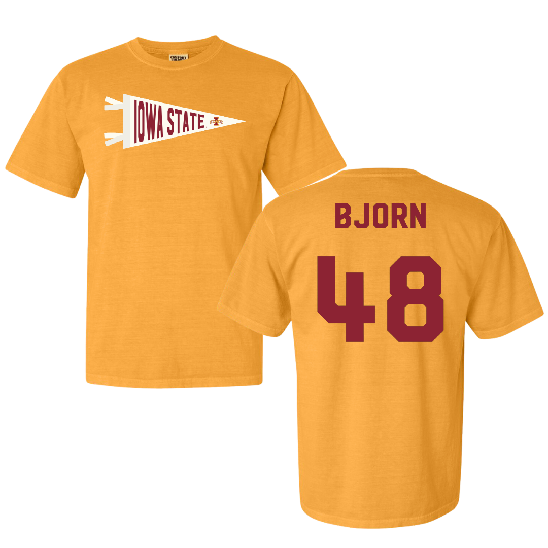 Iowa State University Football Gold Pennant Comfort Colors Tee - #48 Jack Bjorn