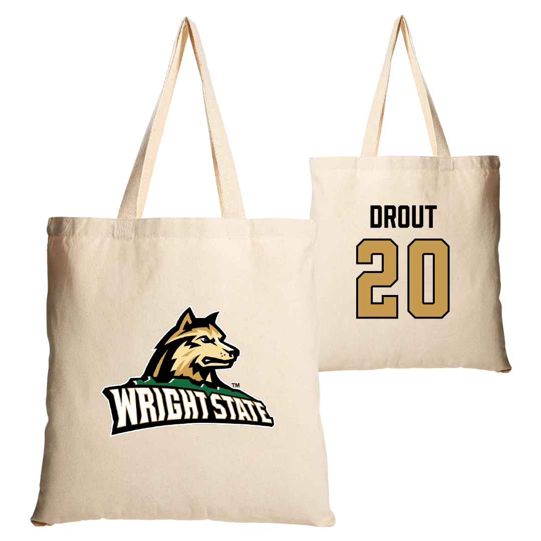 Wright State University Basketball Tan Canvas Tote Bag - #20 MaKenzie Drout