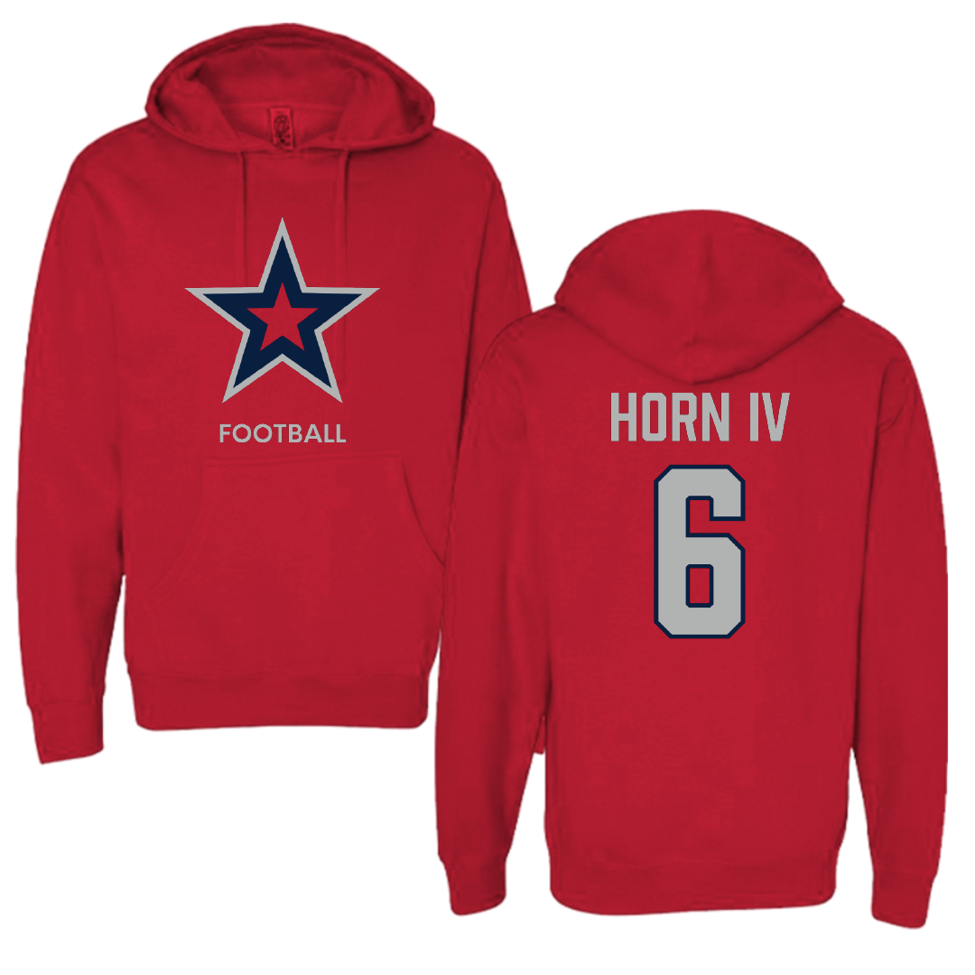 Robert Morris University Football Red Mascot Hoodie - #6 Will Horn IV