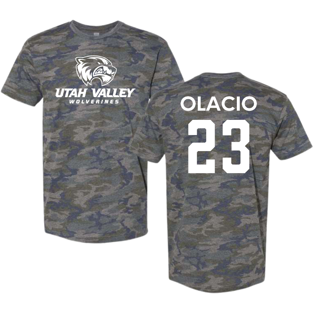 Utah Valley University Soccer (M) Vintage Camo Tee - #23 Leon Olacio
