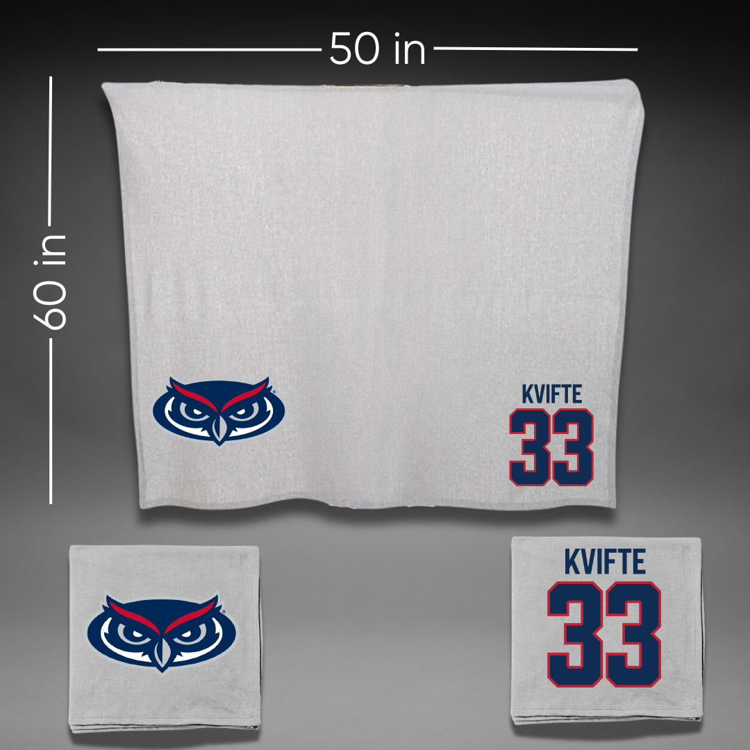 Florida Atlantic University Soccer Gray Blanket - #33 Noah Kvifte