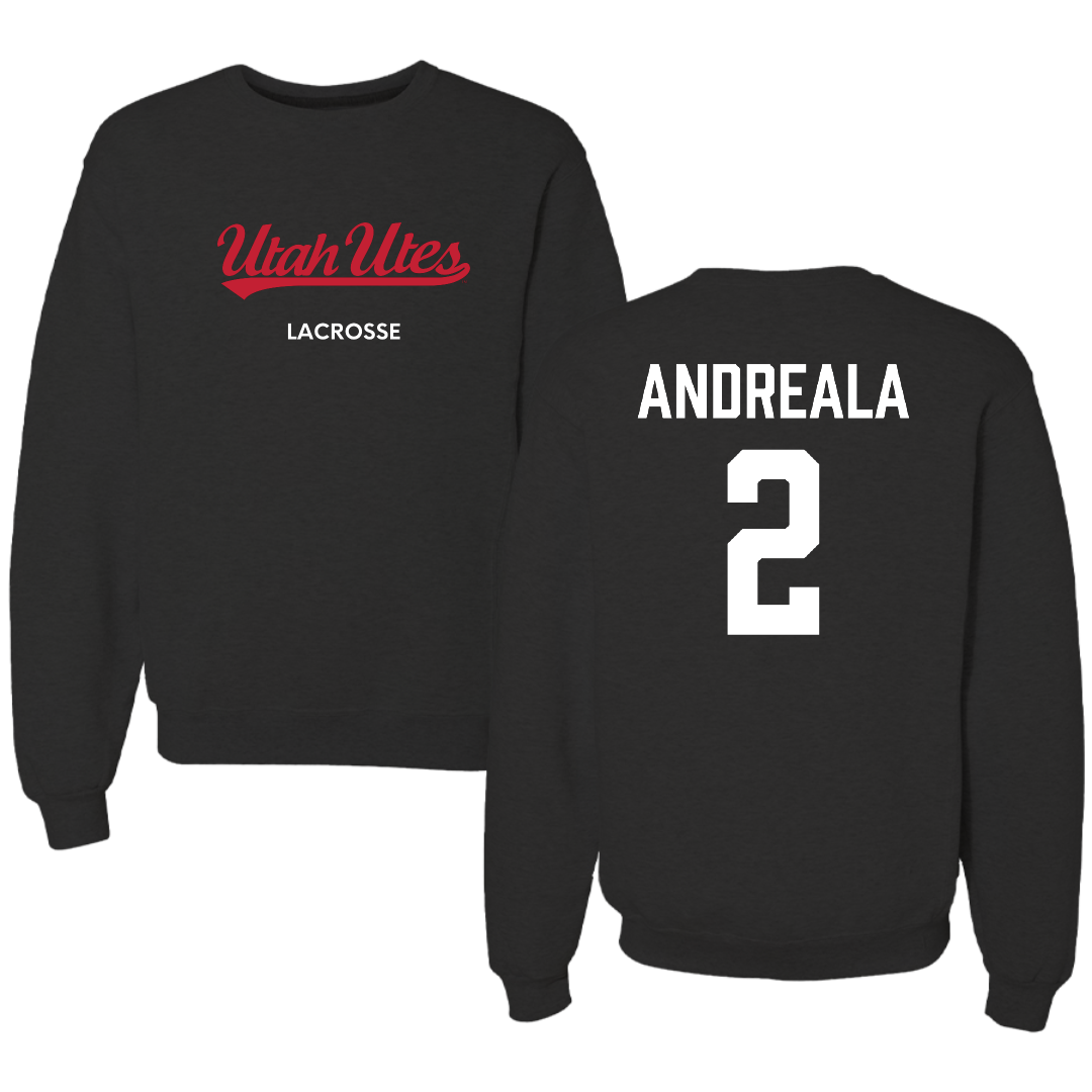 University of Utah Lacrosse (M) Black Crewneck - #2 Jared Andreala