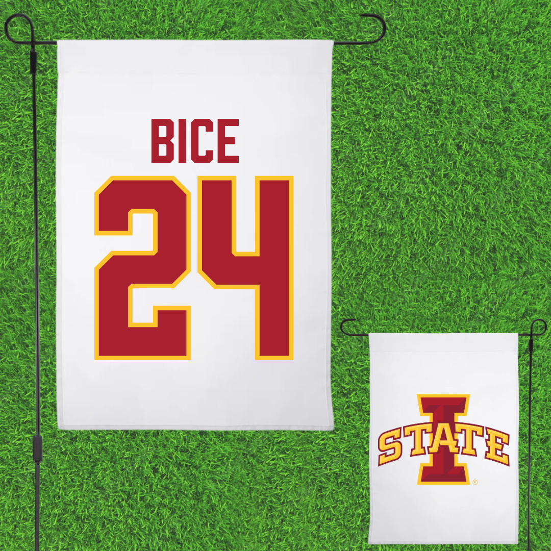 Iowa State University Soccer White Garden Flag - #24 Jocelyn Bice
