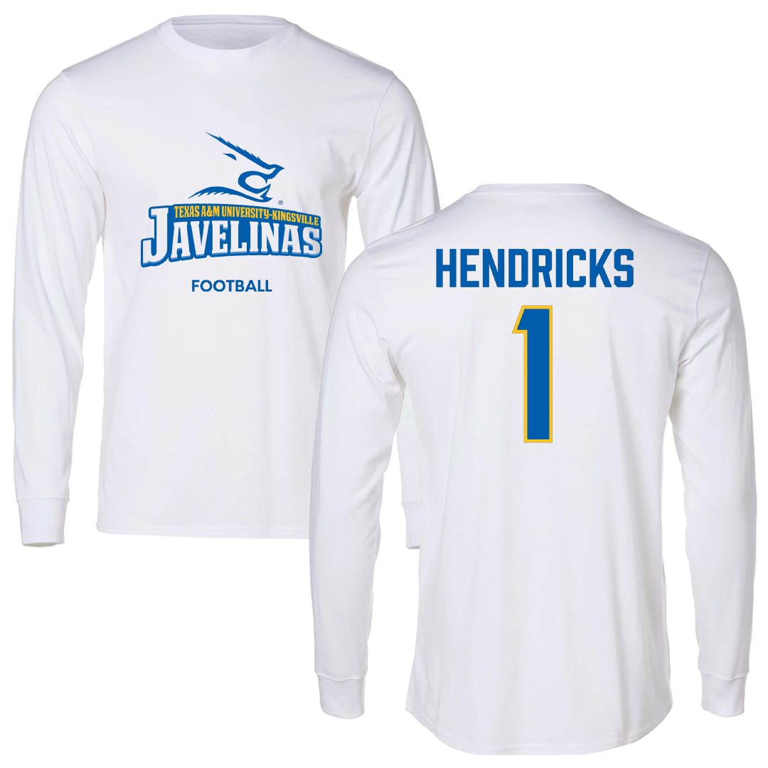 Texas A&M University-Kingsville Football White Long Sleeve - #1 Demarcus Hendricks
