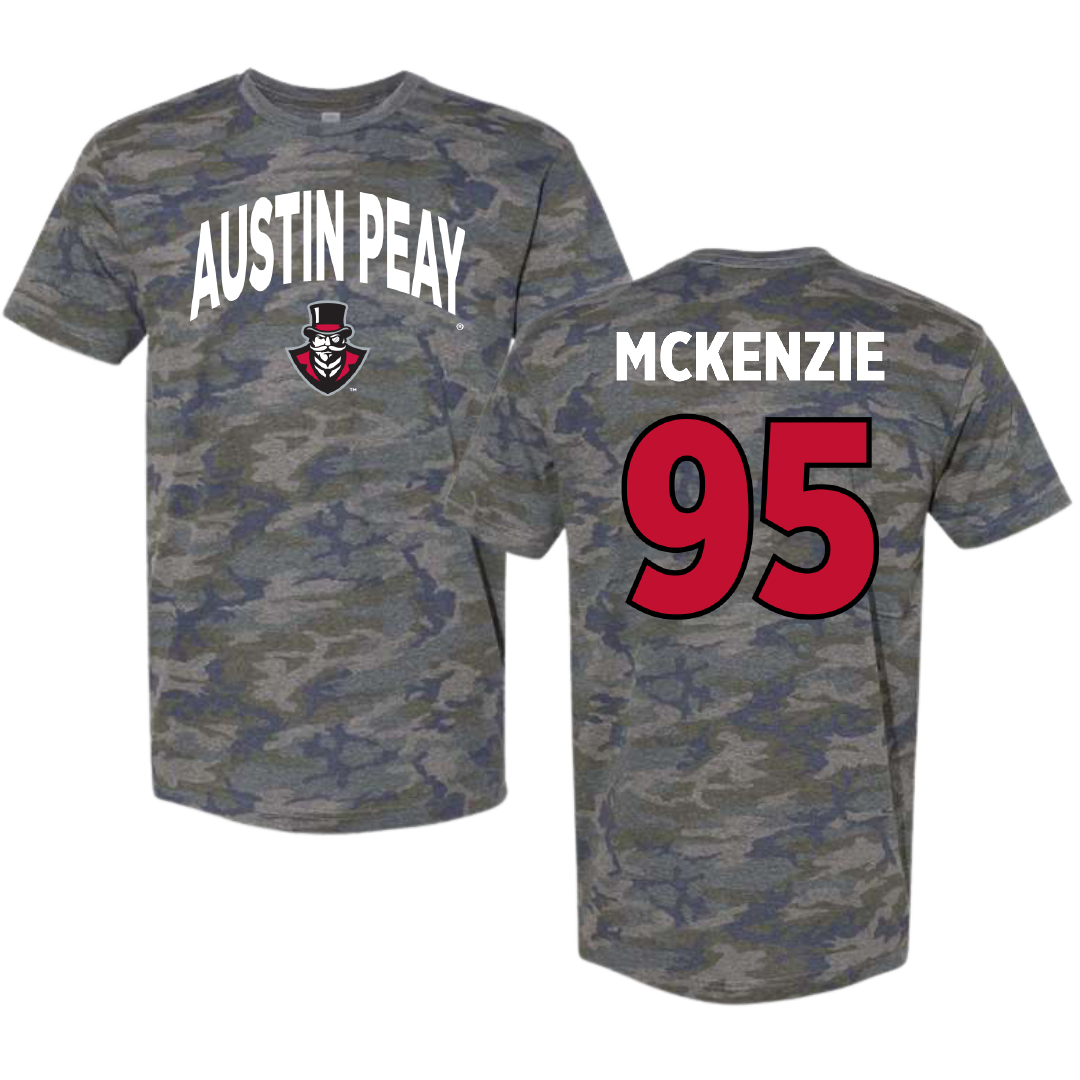 Austin Peay State University Football Vintage Camo Tee - #95 Elon McKenzie