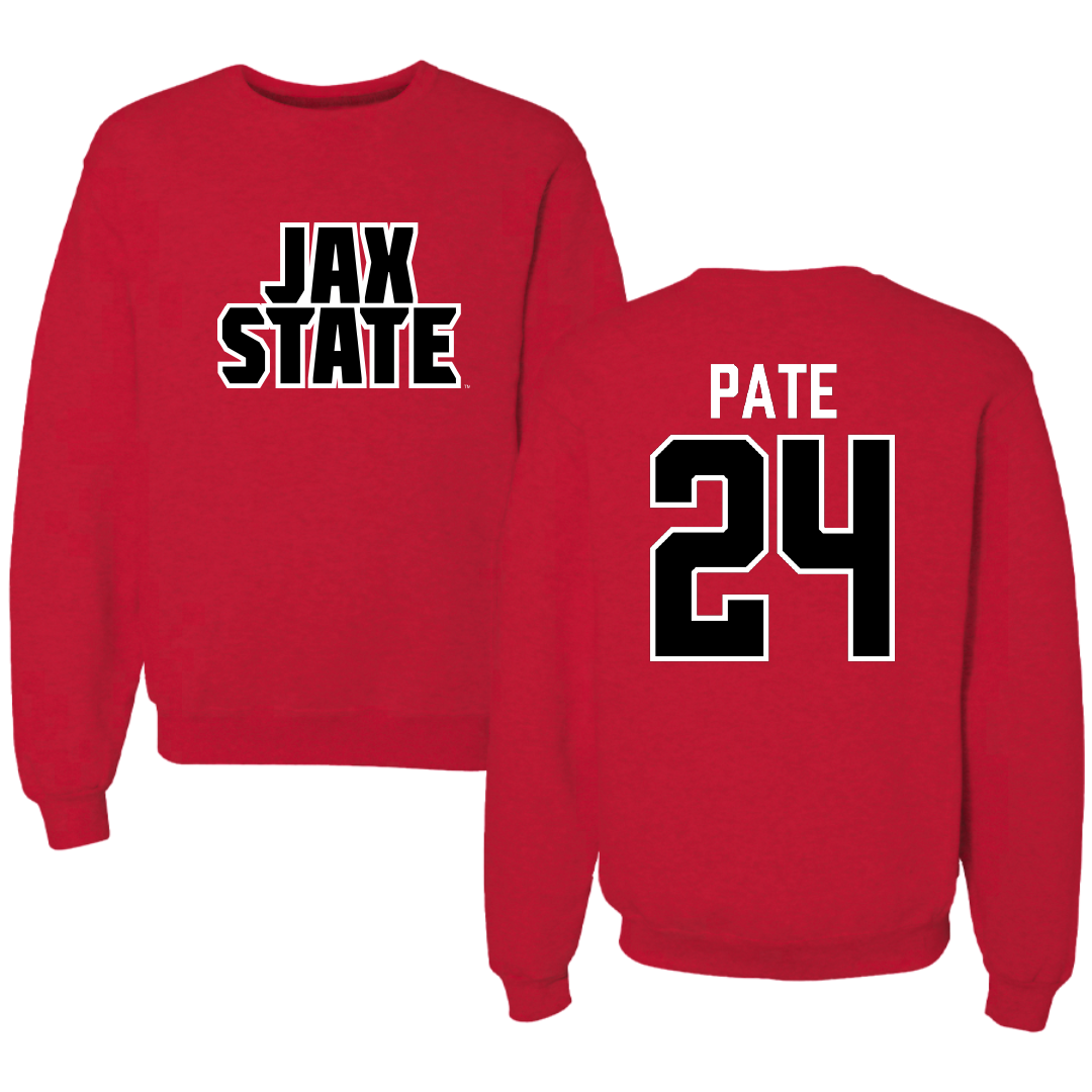 Jacksonville State University Softball Red Crewneck - #24 Ella Pate