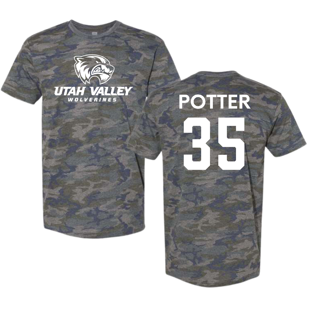 Utah Valley University Basketball (M) Vintage Camo Tee - #35 Ethan Potter