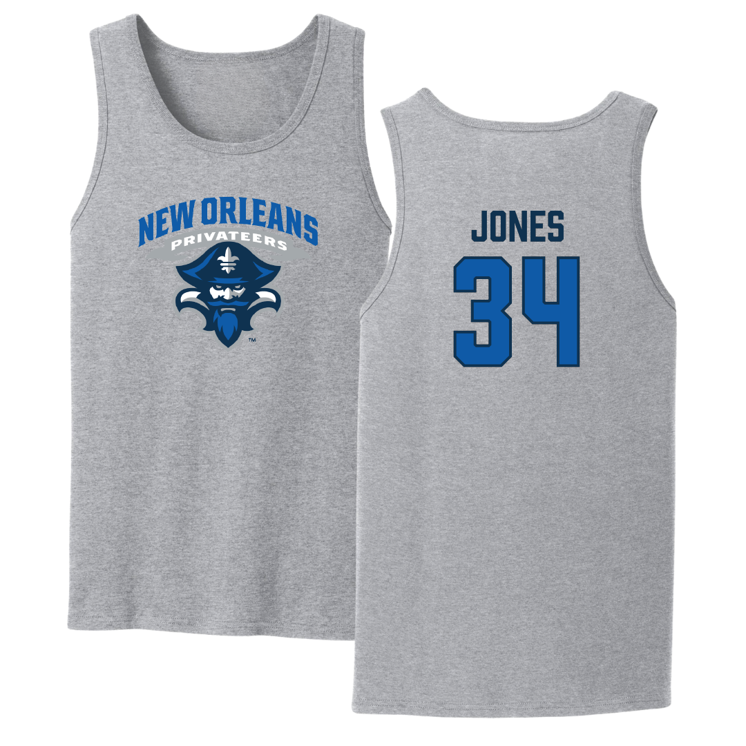 University of New Orleans Baseball Sport Gray Tank Top - #34 Skylar Jones