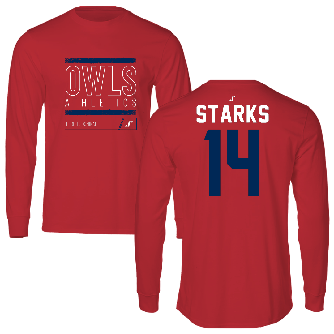 Florida Atlantic University Football Red Dominate Performance Long Sleeve - #14 Tyriq Starks
