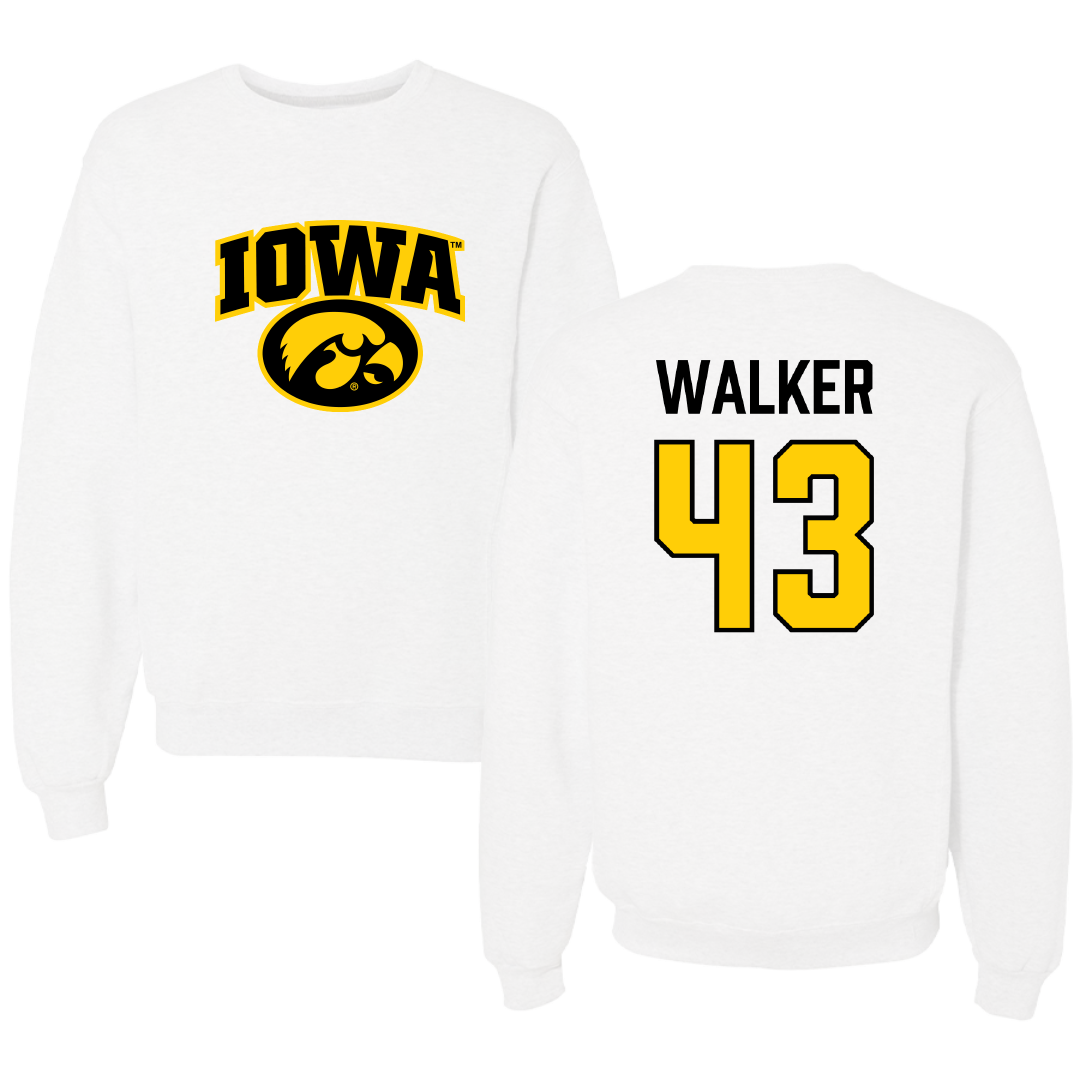 University of Iowa Baseball White Crewneck - #43 Bryson Walker