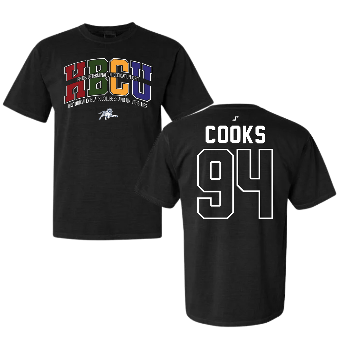 Jackson State University Football Black HBCU Comfort Colors Tee - #94 Stanley Cooks