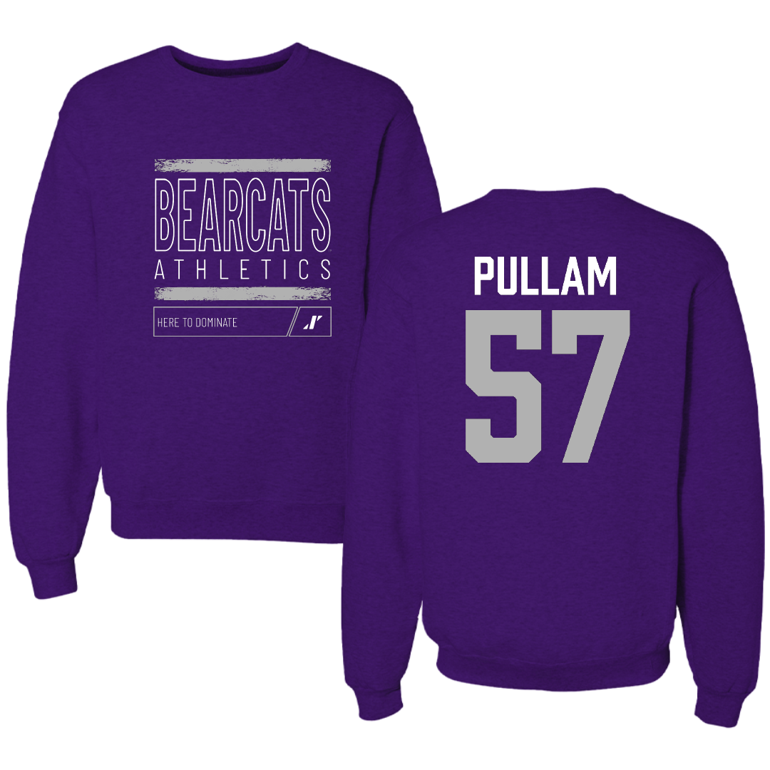 Southwest Baptist University Football Purple Dominate Crewneck - #57 Landon Pullam