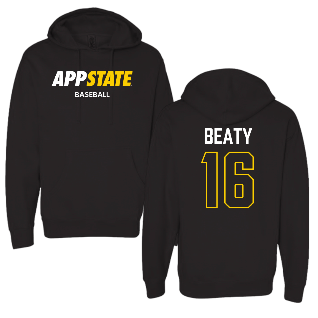 Appalachian State University Baseball Black Hoodie - #16 Jake Beaty