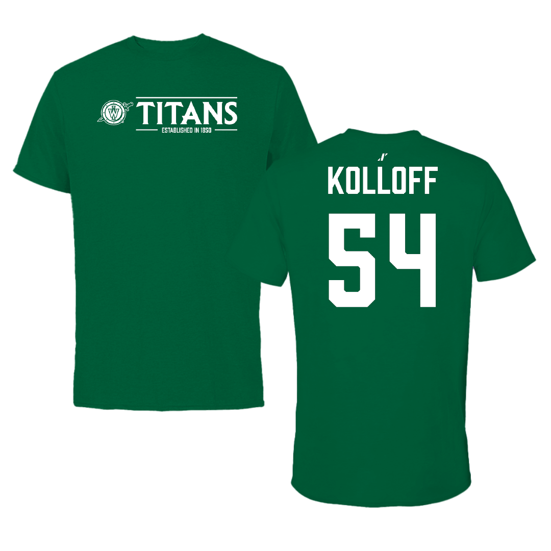 Illinois Wesleyan University Football Green General Tee - #54 Ethan Kolloff