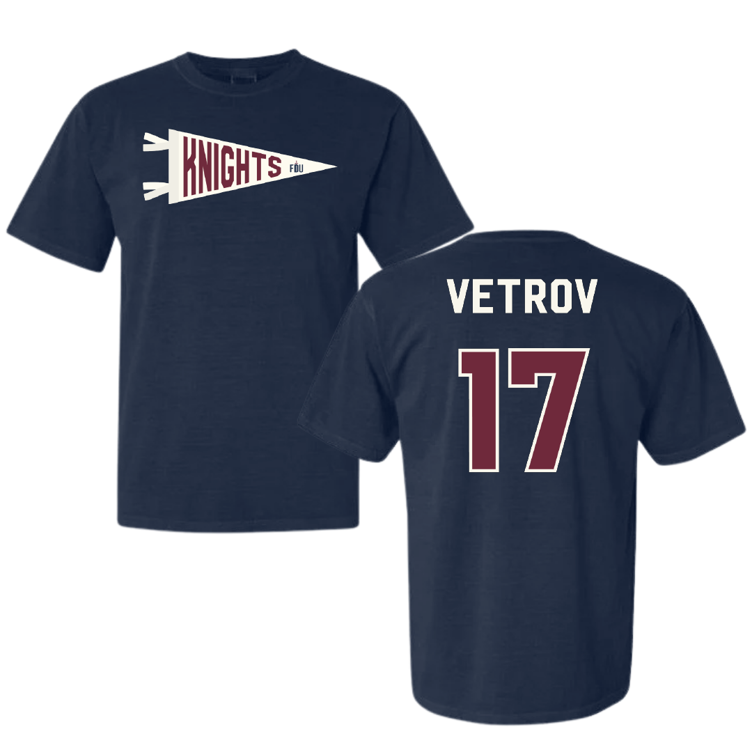 Fairleigh Dickinson University-Metropolitan Campus Volleyball Navy Pennant Comfort Colors Tee - #17 Artem Vetrov