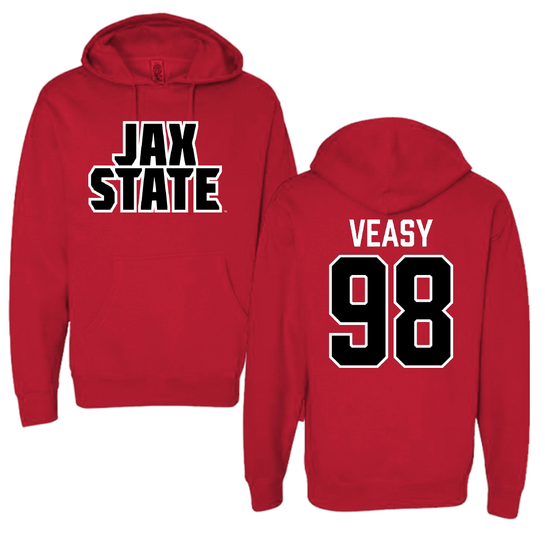 Jacksonville State University Football Red Hoodie - #98 Jackson Veasy
