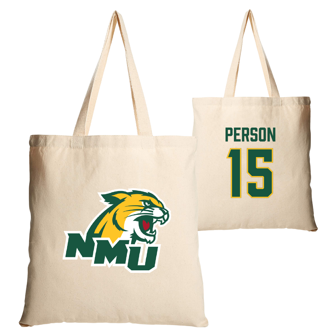 Northern Michigan University Football Tan Canvas Tote Bag - #15 Zach Person