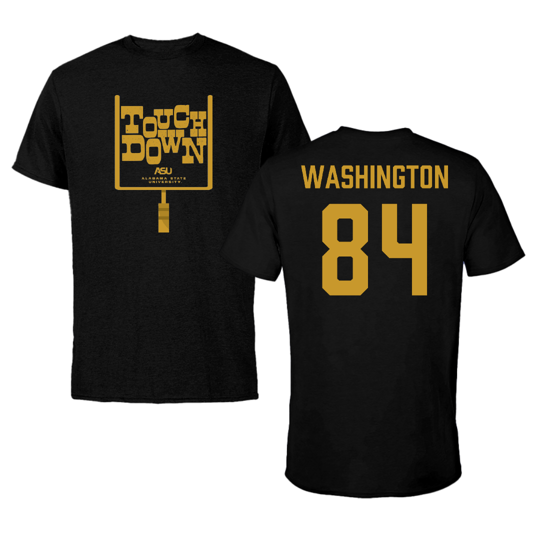 Alabama State University Football Black Touchdown Performance Tee - #84 Joshua Washington