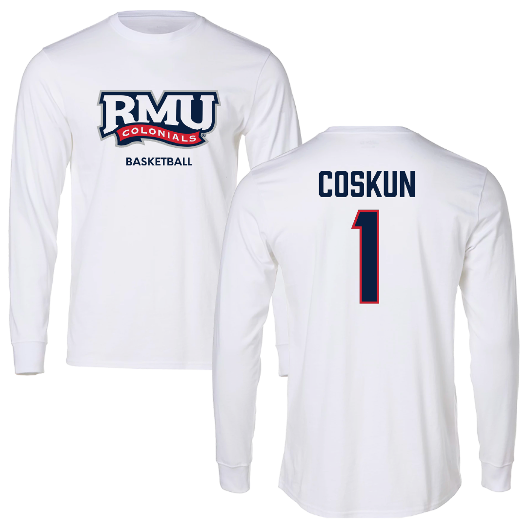 Robert Morris University Basketball (W) White Mascot Long Sleeve - #1 Tuana Coskun