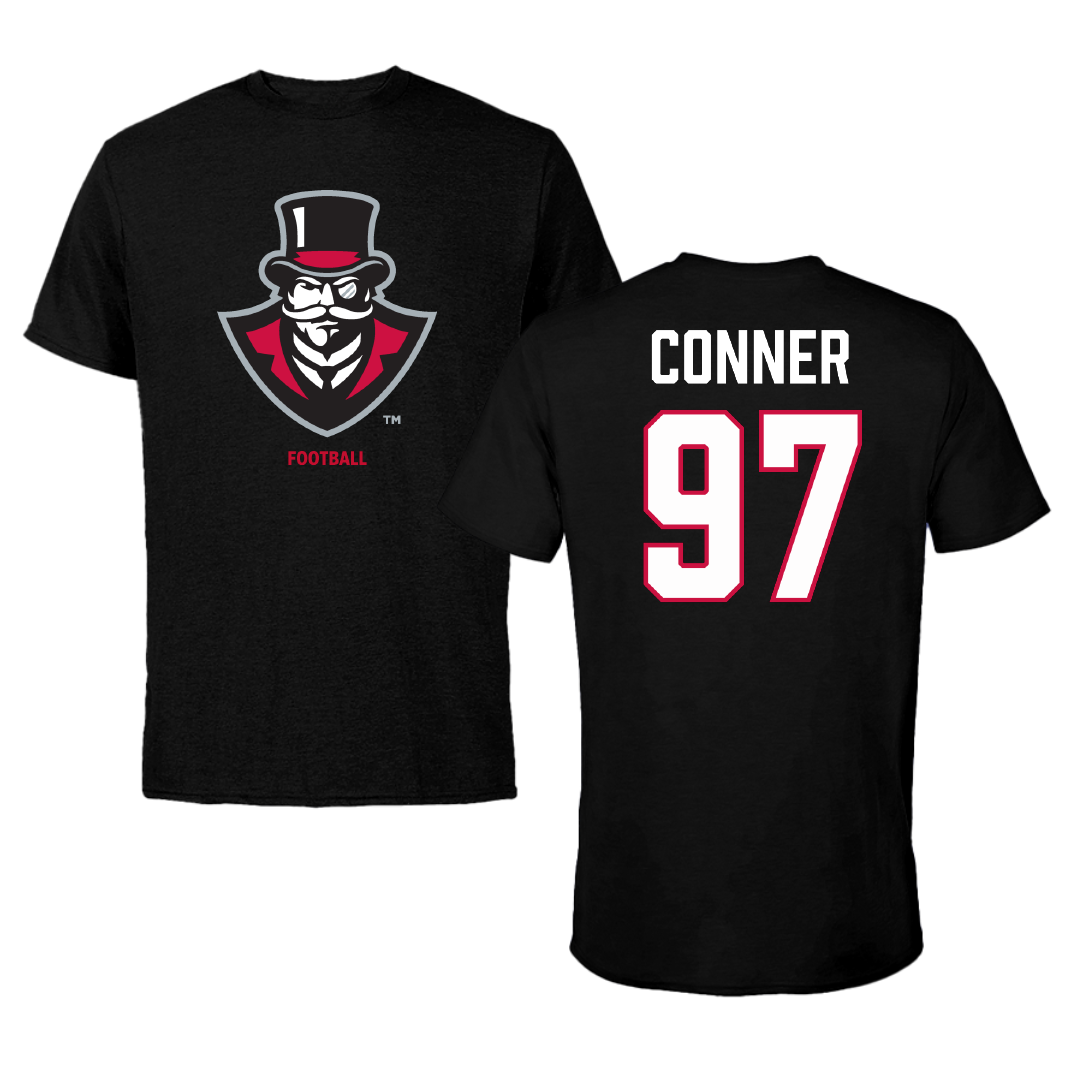 Austin Peay State University Football Black Tee - #97 Carson Conner