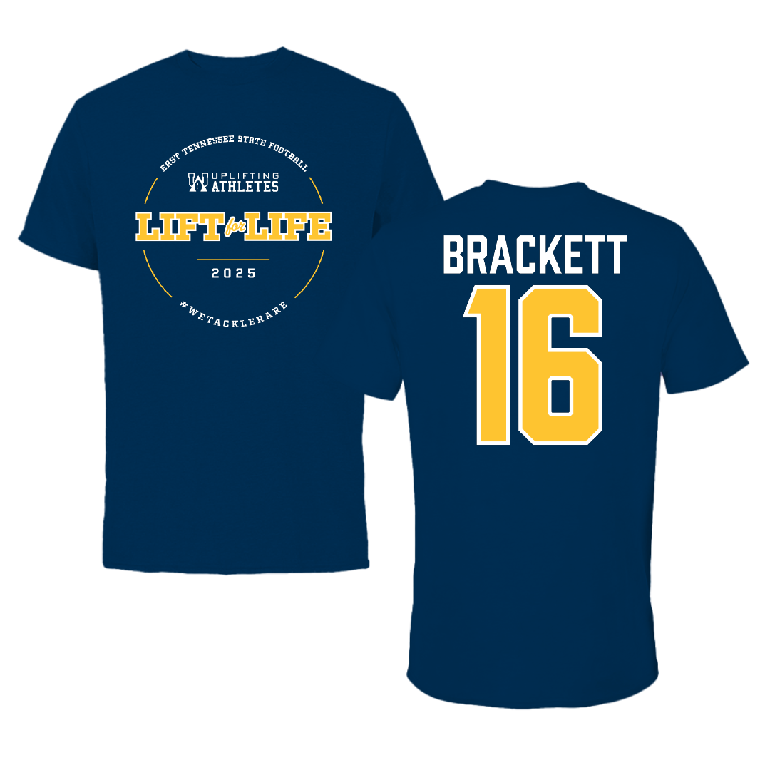 East Tennessee State University Football Navy Uplifting Athletes Football Tee - #16 Nate Brackett