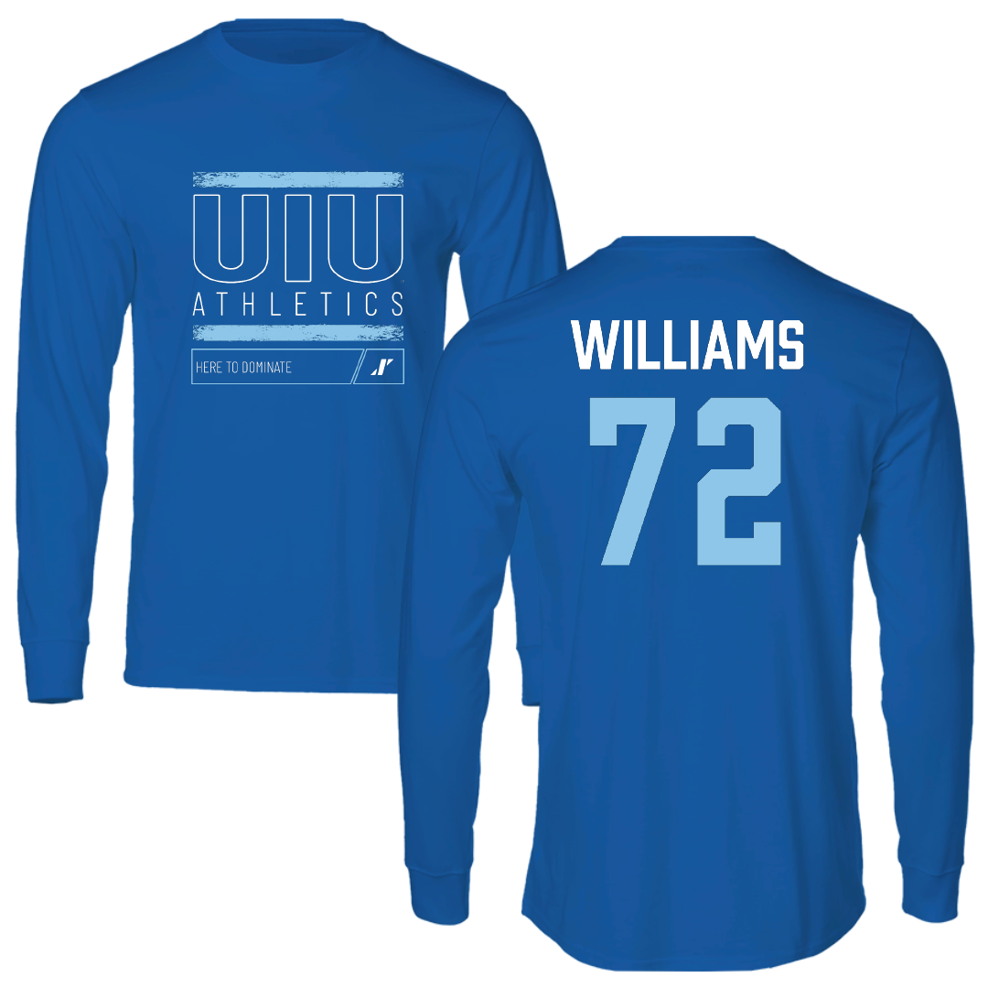 Upper Iowa University Football Blue Dominate Long Sleeve - #72 Caleb Williams
