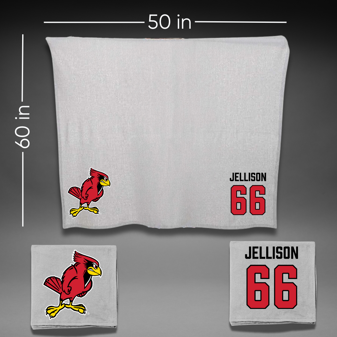 Illinois State University Football Gray Blanket - #66 Brayden Jellison